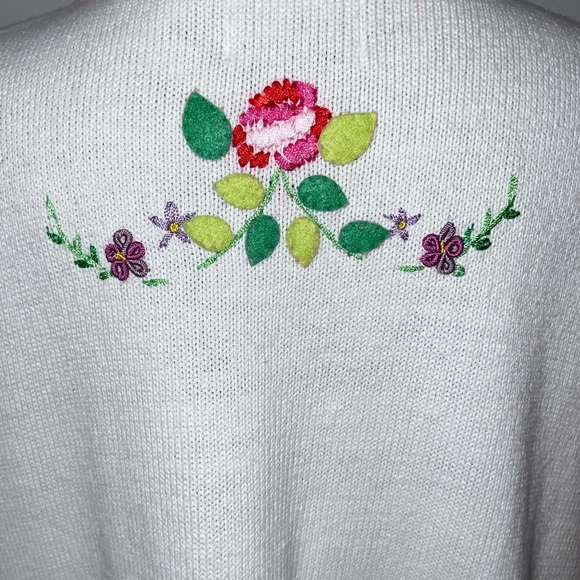 Storybook Knits 3X Floral Embroidered Sweater Vest Cottagecore Pink Trim - Picture 8 of 13